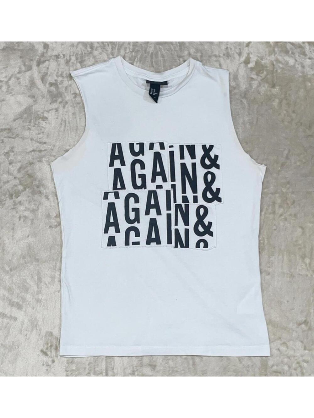 H&M Conscious “Again & Again” Patched Graphic Men’s XS With Cut Off Sleeves